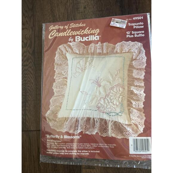 Bucilla Other - Bucilla Gallery Of Stitches Pillow Candlewicking Kit #49501 Butterfly & Blossoms